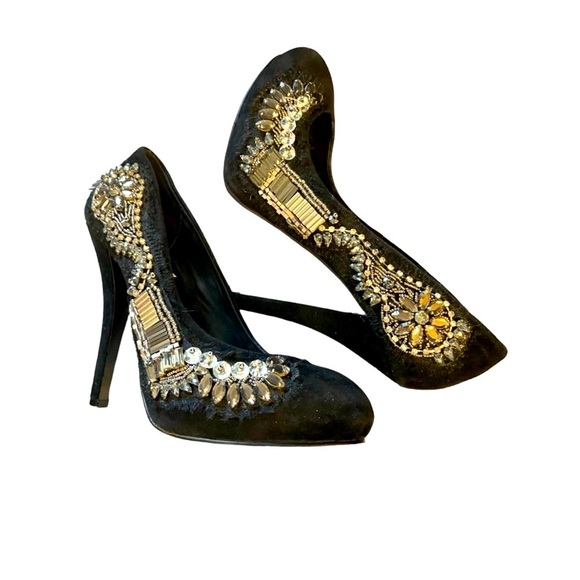 Dolce Vita Black Suede Embellished Stilettos 8 - Picture 2 of 8